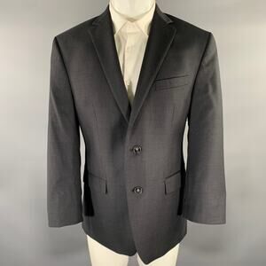 CALVIN KLEIN Chest Size 40 Short Navy Wool Notch Lapel Sport Coat